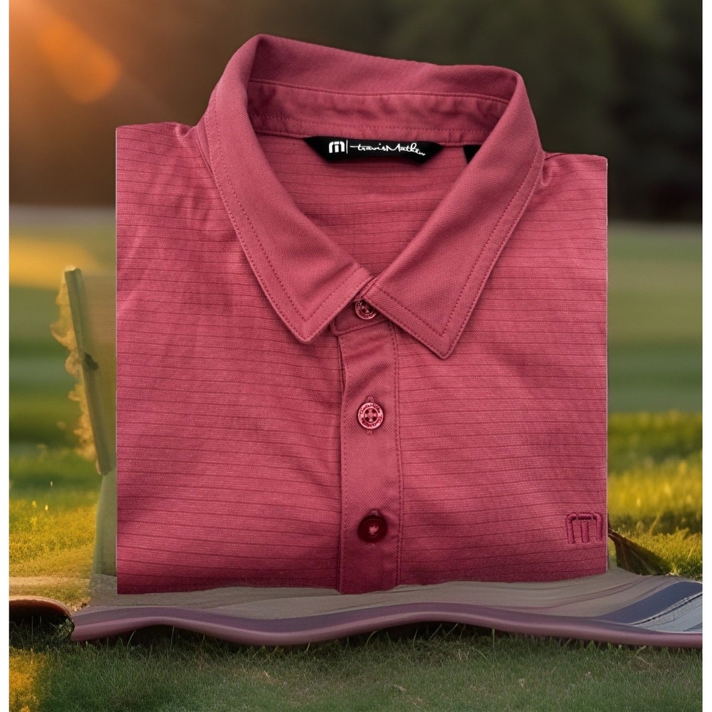 Travis Mathew Polo Shirt Mens L Mauve Collared Short Sleeve Pima Cotton Blend